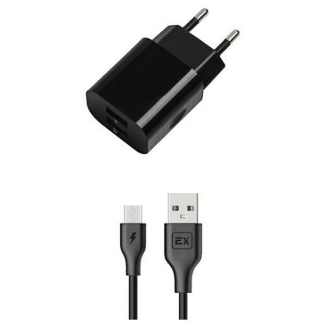 Зарядное устройство Exployd Classic 3.1A 2хUSB + MicroUSB Black EX-Z-464