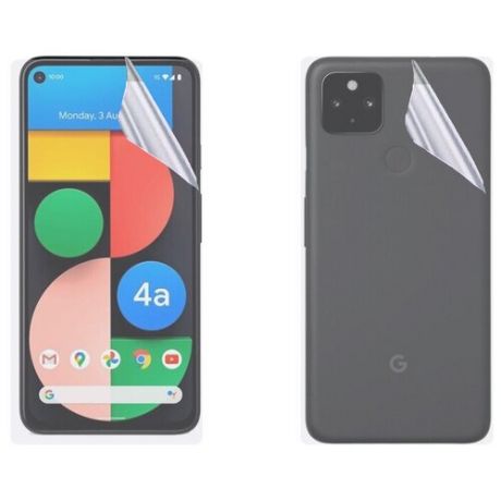 Гидрогелевая защитная пленка на экран и заднюю крышку для Google Pixel 4a / Противоударная бронированя пленка для Гугл Пиксель 4а с эффектом самовосстановления