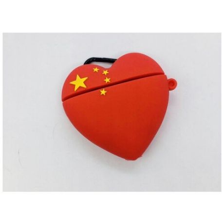 Силиконовый чехол для наушников AirPods 2 с карабином (сердце)