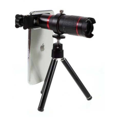 Портативный монокулярный телескоп для смартфонов PICKOGEN 14X 4K Telephoto Lens с мини-штативом, черный с красным