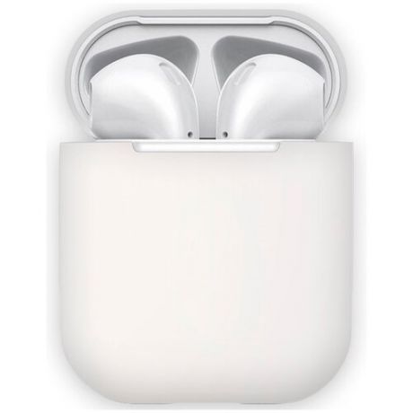 Ультратонкий чехол для Apple AirPods 1 и AirPods 2 / Силиконовый кейс для Эпл Аирподс 1 и Аирпод 2 / Матовый чехол из гибкого силикона для наушников Аирподс 1-го поколения и 2-го поколения / Премиум качество (White)