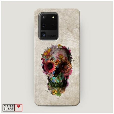 Чехол Пластиковый Samsung Galaxy S20 Ultra Череп цветы