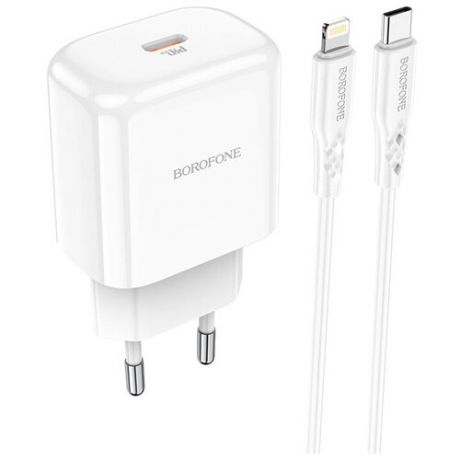 Зарядное устройство BOROFONE BN3 Premium USB-C + Кабель Type-C-Lightning, белый