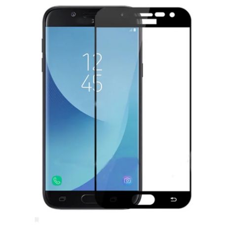 Защитное стекло 5D для Samsung Galaxy J3 2017 черное , полный клей , черная рамка