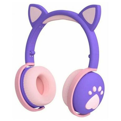 Беспроводные наушники / Беспроводные светящиеся наушники с кошачьими ушками / Bluetooth наушники / фиолетовые