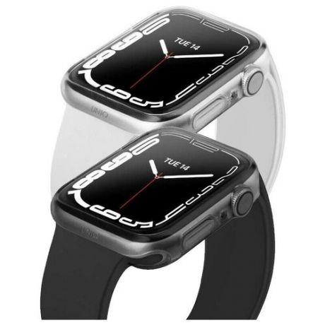 Чехол Uniq Glase для Apple Watch 7 41 мм (набор из 2 шт, цвет Прозрачный/Серый (Frost/Smoke) (41MM-GLSDUALPK)