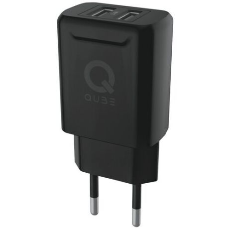 Сетевое зарядное устройство QUB, 2хUSB, 3.4А, черный
