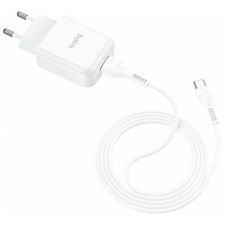 Зарядное устройство HOCO N2 Vigour single USB + Кабель USB-Type-C, 2A, белый