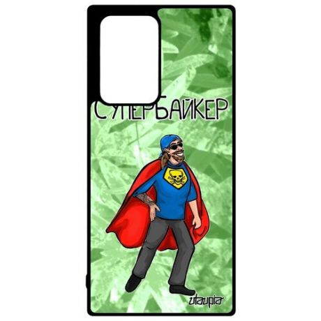 Противоударный чехол на смартфон // Galaxy Note 20 Ultra // "Супербайкер" Супергерой Герой, Utaupia, черный