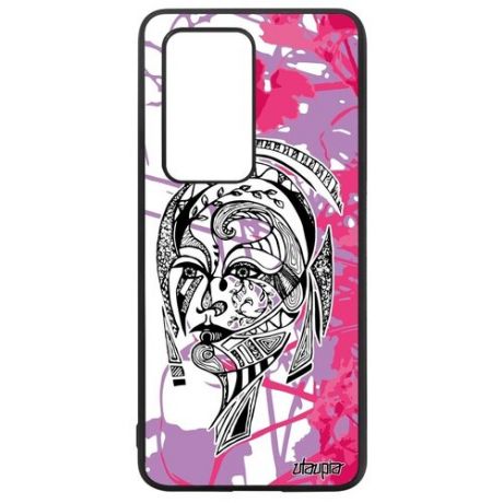 Стильный чехол на телефон // Huawei P40 Pro // "Портрет женщины" Девушка Стиль, Utaupia, розовый