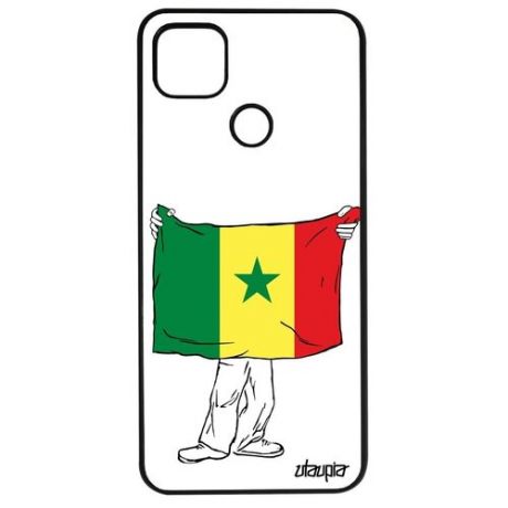 Защитный чехол на смартфон // Xiaomi Redmi 9C // "Флаг Марокко с руками" Туризм Путешествие, Utaupia, белый