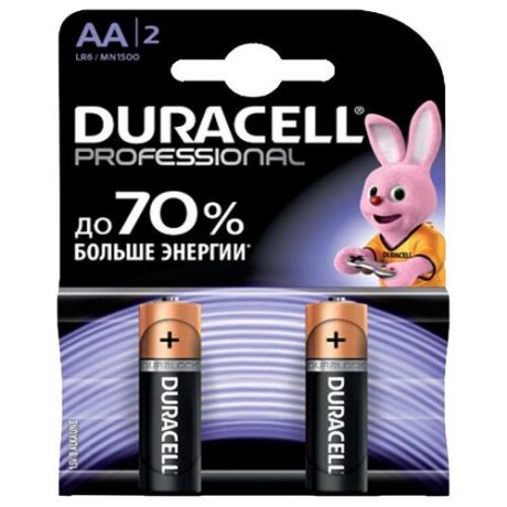 Батарейка Duracell Professional AA/LR06-2BL (1.5 В) алкалиновая (блистер, 2шт.)