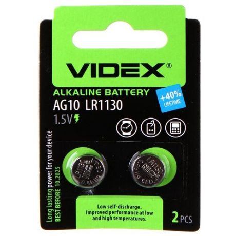 Батарейка LR1130 - Videx AG10 2BL (2 штуки)