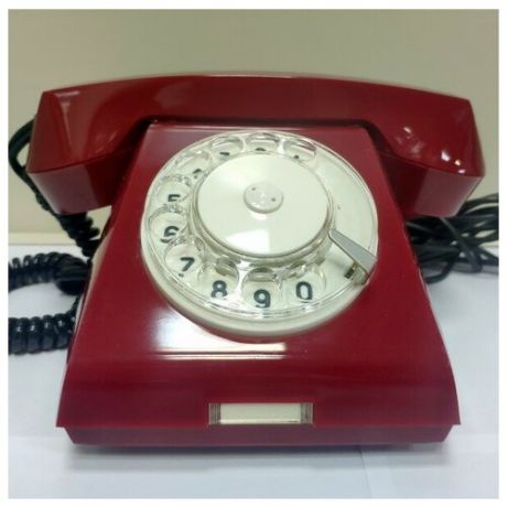 Телефон проводной дисковый VEF TA-68 (цвет-красный) СССР-1982...88г.в. механический звонок