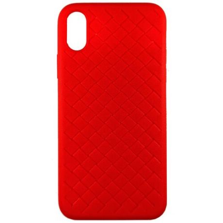 Силиконовый чехол для Apple IPhone X / XS (под кожу, плетение, красный)
