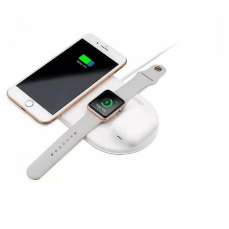 Беспроводное зарядное устройство AirPower Wireless Charger 3 в 1 с технологией QI для iPhone, Apple Watch, AirPods ( Белый )