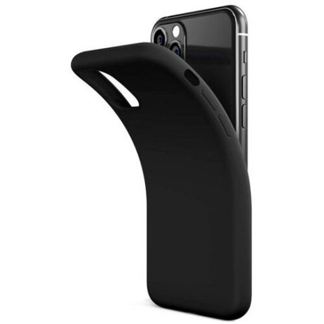Матовый силиконовый чехол для телефона Apple iPhone 11 Pro / Силиконовый гибкий чехол накладка для смартфона Эпл Айфон 11 Про с покрытием Soft Touch / Упругий чехол с защитой от падений (Черный)