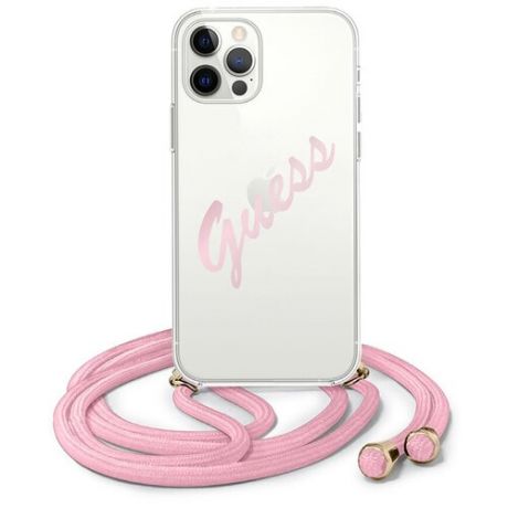 Чехол Guess для iPhone 12 Pro Max | PC/TPU ремень розовый