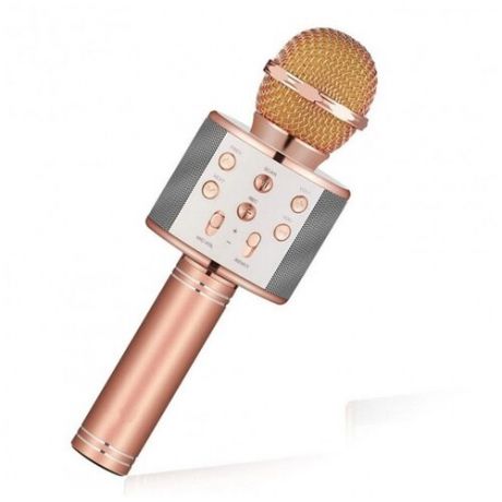 Беспроводной караоке-микрофон WS-858 (золотисто-розовый)