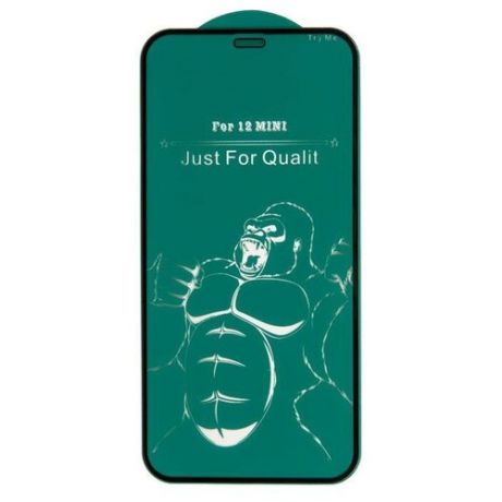 Защитное стекло Gorilla для iPhone 12 Mini, плотное с закругленными краями и олеофобным покрытием (без упаковки)