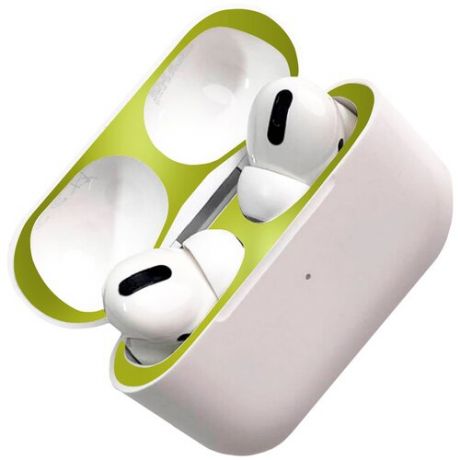 Наклейка для Apple Airpods Pro / Пылезащитная пленка для Эпл Эирподс Про / Стикер для наушников / Защита от пыли, жирных пятен и царапин (Салатовый)