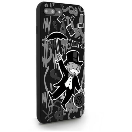 Черный силиконовый чехол MustHaveCase для iPhone 7/8 Plus Monopoly Black Edition Монополия для Айфон 7/8 Плюс Противоударный
