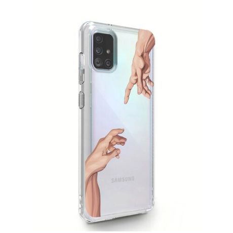 Прозрачный силиконовый чехол MustHaveCase для Samsung Galaxy A51 Сотворение Адама для Самсунг Галакси А51 Противоударный