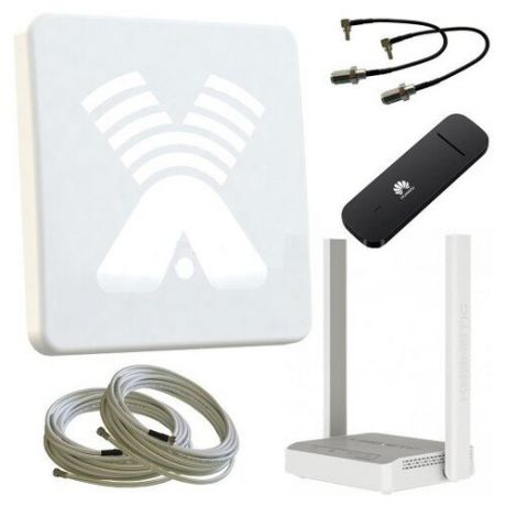 Комплект для усиления 3G/4G: Антенна Agata F MIMO, модем, кабель, переходники, Wi-Fi роутер