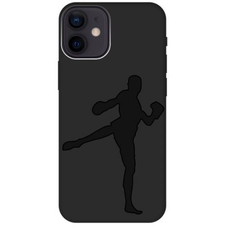 Матовый чехол Football для Apple iPhone 12 Mini / Эпл Айфон 12 мини с эффектом блика черный