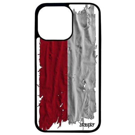 Дизайнерский чехол для мобильного // Apple iPhone 13 Pro // "Флаг Германии на ткани" Стиль Патриот, Utaupia, белый
