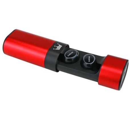 Беспроводные наушники "Getlux" nanopods. Bluetooth 5.0. С магнитным зарядным кейсом. Цвет кейса - красный, цвет наушников - черный.
