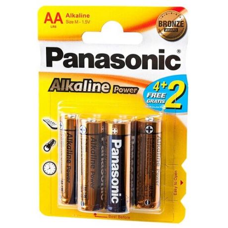 Элемент питания PANASONIC Alkaline Power LR6 AA бл 4