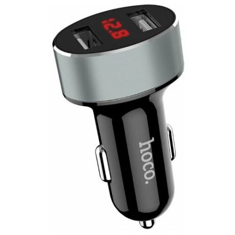 Автомобильная зарядка от прикуривателя Hoco Z26, два порта USB, LED экран, 5V, 2.1A чёрный