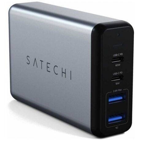 Сетевое зарядное устройство Satechi 75W Dual Type-C PD Travel Charger серый космос (ST-MC2TCAM)