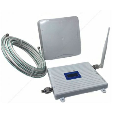Комплект для усиления сотовой связи и мобильного Интернета 2G, 3G, 4G. Трехдиапазонная внешняя антенна + трехдиапазонный репитер + внутренняя антенна + кабель + крепеж