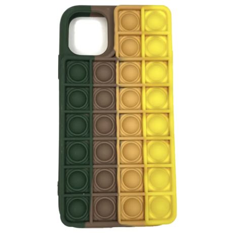 Чехол развивающая тактильная игрушка антистресс "Push Pop it" Apple phone case-color, на iPhone 11 (бесконечная пупырка) коричнево-желтый