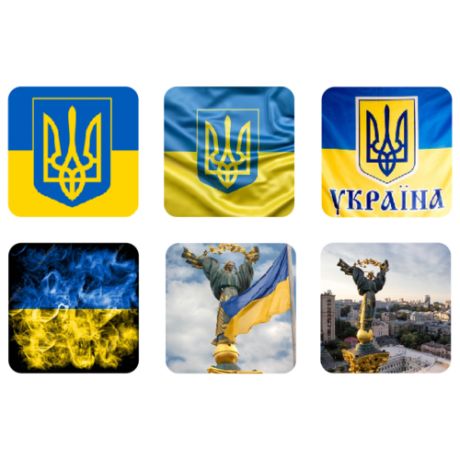 3Д наклейки на телефон / 3D стикеры флаг, герб Украины Набор 6шт. Размер 1 шт 3х3 см. Яркие.