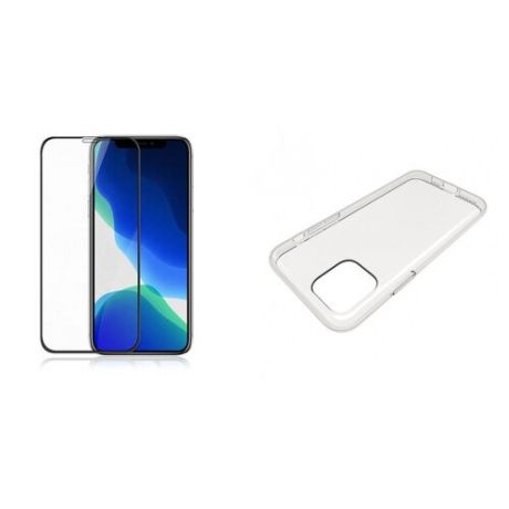 Комплект: прозрачный силиконовый чехол и защитное стекло для iPhone 11 Pro