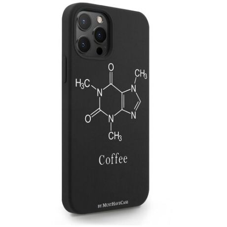 Черный силиконовый чехол MustHaveCase для iPhone 12 Pro Max Молекула кофе для Айфон 12 Про Макс Противоударный