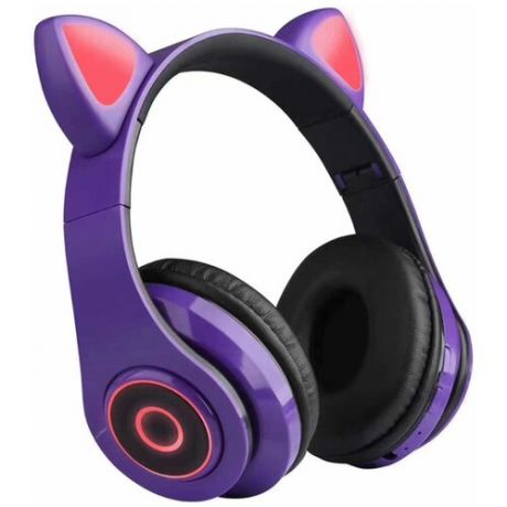 Беспроводные наушники Cat Ear HL89 со светящимися ушками (фиолетовый)