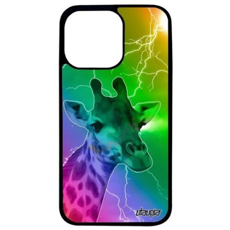 Красивый чехол для смартфона // Apple iPhone 13 Pro // "Жираф" Дизайн Giraffe, Utaupia, серый