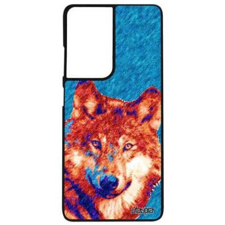 Противоударный чехол для смартфона // Galaxy S21 Ultra // "Дикий волк" Дизайн Одинокий, Utaupia, фиолетовый