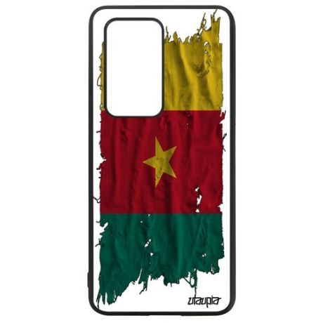 Противоударный чехол для смартфона // Huawei P40 Pro // "Флаг Сенегала на ткани" Страна Патриот, Utaupia, белый