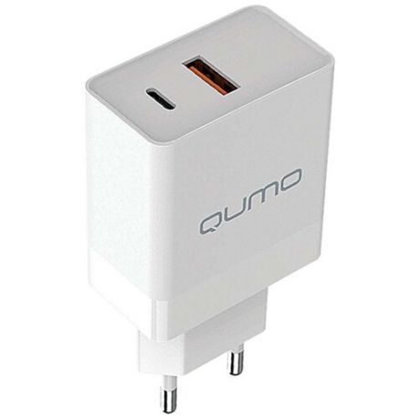 Сетевое зарядное устройство Qumo Energy light, 20W, 1xUSB Type-C, 1xUSB, Белый Charger 0052