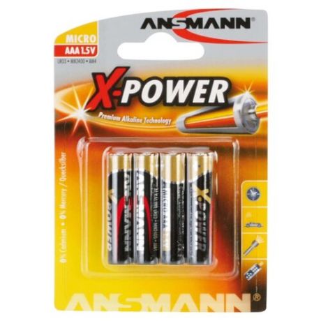 Элемент питания AAA X-POWER (блистер 4шт - цена за блистер) - 5015653 LR03 BL4 (ANSMANN ) (код заказа 09263 )