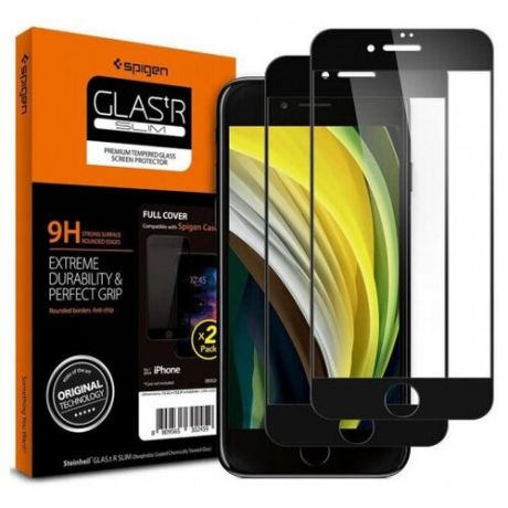 Защитное стекло Spigen Glas.tR Slim Full Cover 2pcs (AGL01315) для iPhone 7/8/SE 2020 (Black)