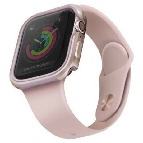 Алюминиевый чехол для Apple Watch 4/5/6/SE 44 mm Uniq Valencia aluminium, розовый (44MM-VALPNK)