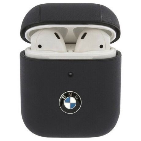 Кожаный чехол для AirPods 1/2 BMW Signature leather with metal logo, синий/navy (BMA2CSLNA)