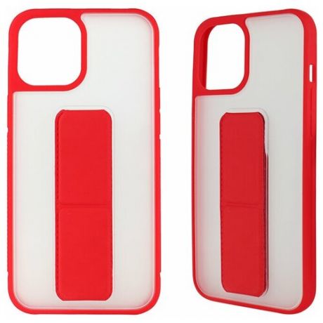 Прозрачный чехол накладка с магнитом и подставкой для Apple iPhone 12 PRO MAX 6.7" / красный