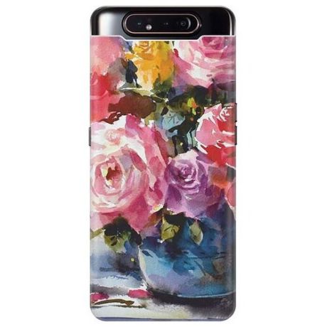 Чехол - накладка ArtColor для Samsung Galaxy A80 с принтом "Акварельный букет цветов"